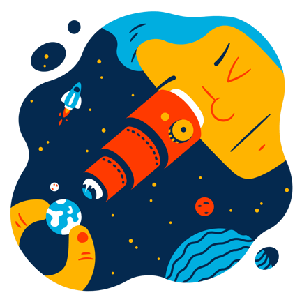 Astronomer Exploring the Earth Through Telescope