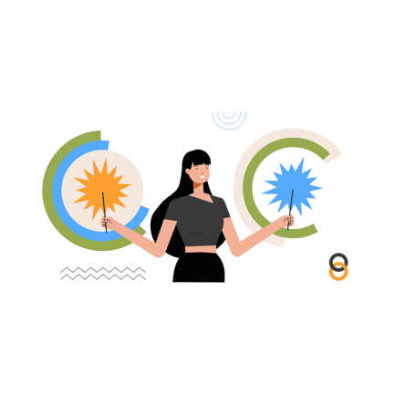 Woman with Sparklers Geometric Style