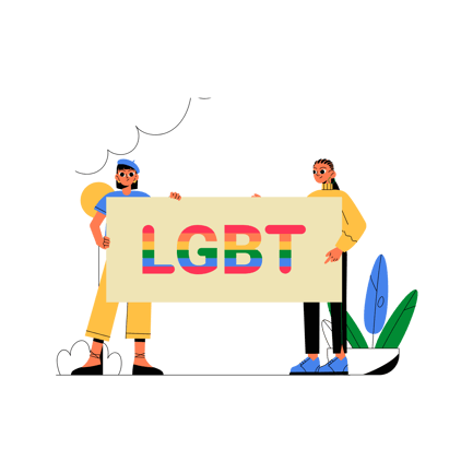 Flat Illustration of People Holding Lgbt Sign