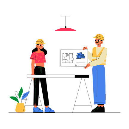 Architects Discussing Blueprint in the Workplace