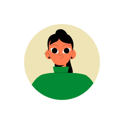 Flat Style Illustration of a Woman with Dark Hair