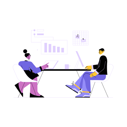 Business Teamwork Illustration in Duotone Style