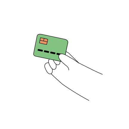 Cartoon Hand Holding Crypto Card Illustration
