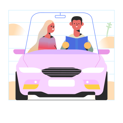 Man and Woman in Self-Driving Car