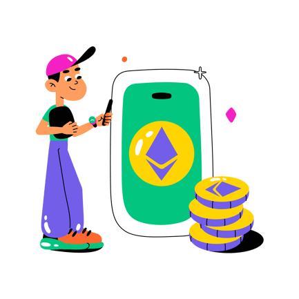 Cartoon Style Ethereum Wallet Illustration