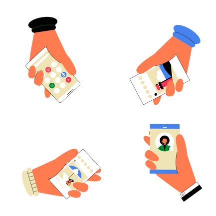 Hands Holding Smartphones Illustration
