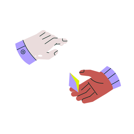 Sharing Concept with Two Hands Cartoon Style