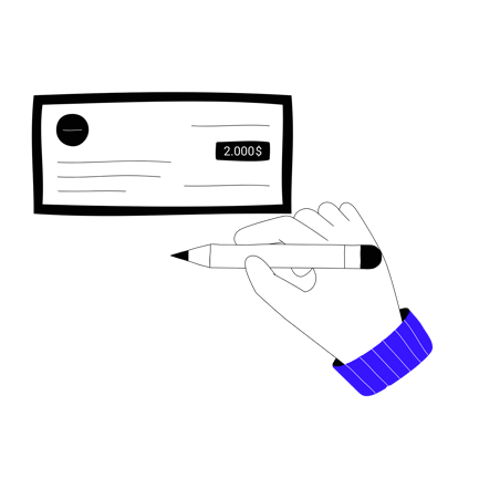 Hand Writing a Check Illustration
