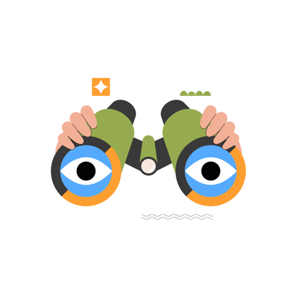 Geometric Binoculars with Eyes Animation