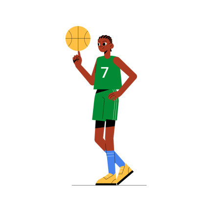 Animated Basketball Player Spinning Ball