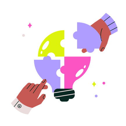 Teamwork Illustration: Light Bulb Puzzle