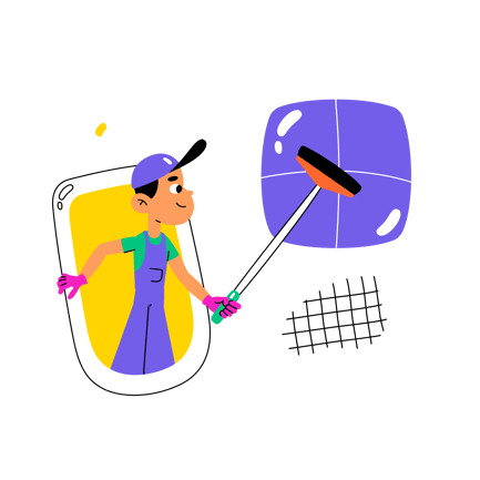 Cartoon Window Cleaning Service Illustration