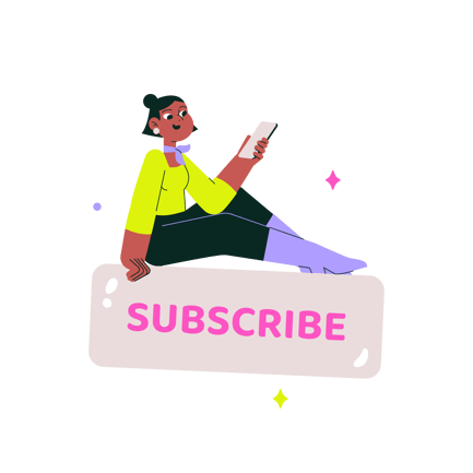Woman Sitting on Subscribe Button Illustration