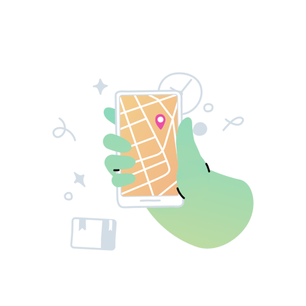 Hand Holding Smartphone with Delivery Tracking Map