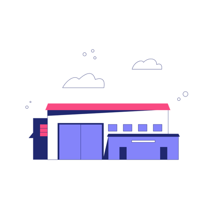 Duotone Illustration of a Warehouse Building