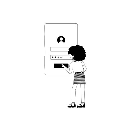 Woman Logging in Line Art Illustration