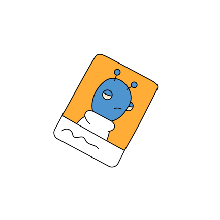 Alien Avatar Profile Card with Blinking Eyes