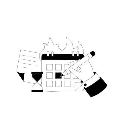 Schedule and Deadline Illustration in Line Art