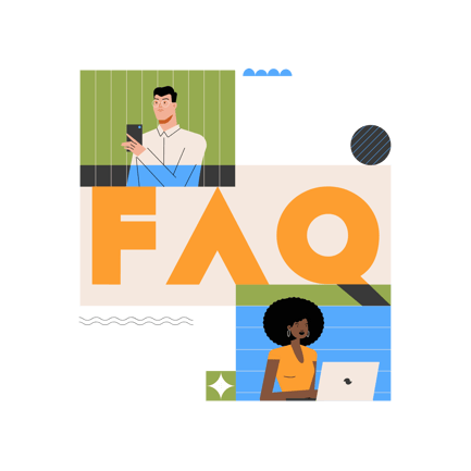 Geometric Faq Illustration with People and Technology