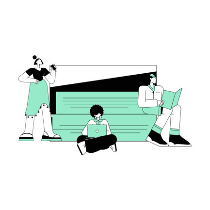 People Learning and Studying Together Illustration