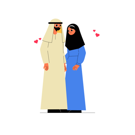 Illustration of a Muslim Couple in Love