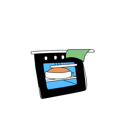 Cartoon Oven with Dish Illustration