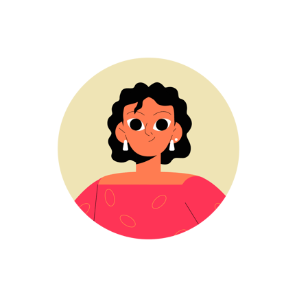 Flat Illustration of Woman with Dark Hair