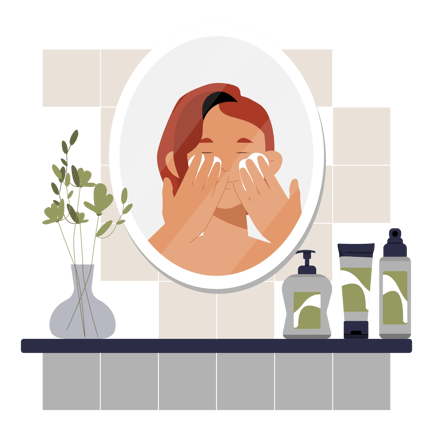 Woman Skincare Routine Illustration