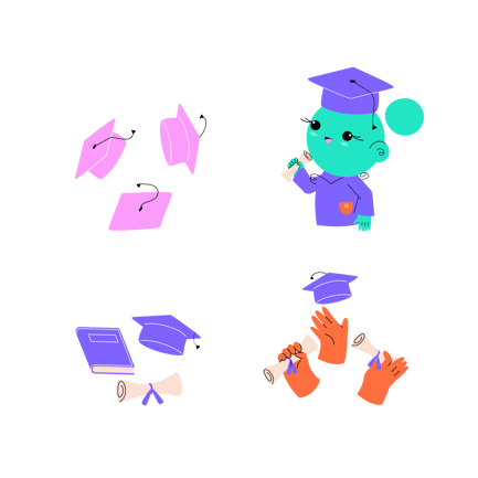 Graduation Collage Animation with Animated Caps and Diplomas