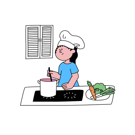 Cartoon Chef Cooking Illustration