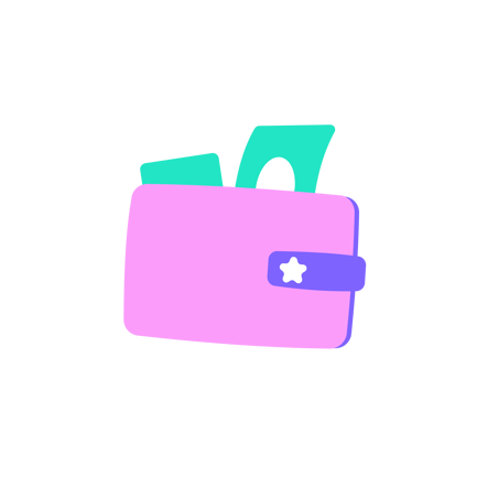 Colorful Wallet with Cash Animated Icon