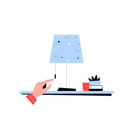 Hand Turning on Lamp Duotone Illustration