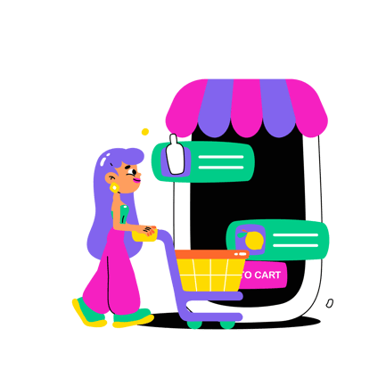 Woman Adding Items to Online Shopping Cart Animation