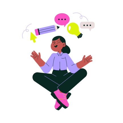 Cartoon Brainstorming Woman Illustration