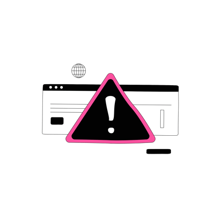 Caution Sign with Website Illustration in Line Art Style