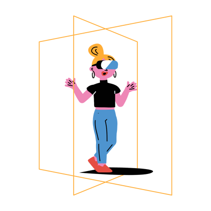 Woman Character Using Vr Headset