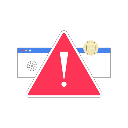 Caution Sign with Browser Window Illustration