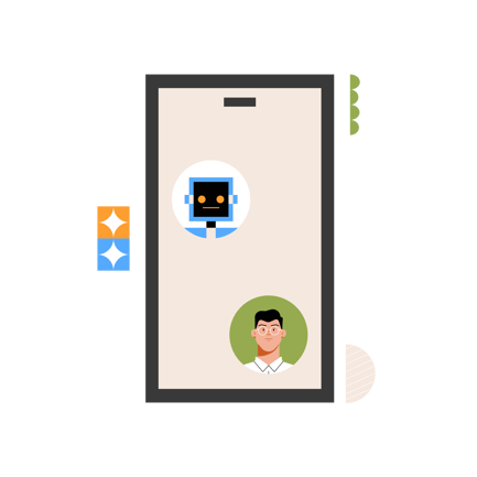 Chatbot Support on Mobile Device Illustration