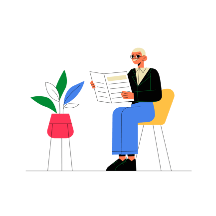Man Reading Newspaper Flat Illustration Animation