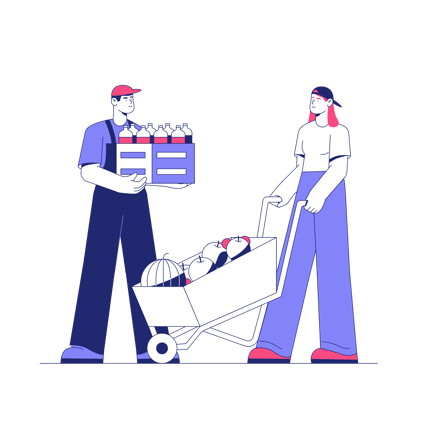 Duotone Illustration of Farm Produce Delivery