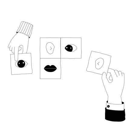 Choosing Hands Illustration in Line Art Style