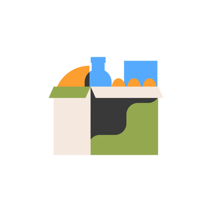 Geometric Grocery Box Illustration