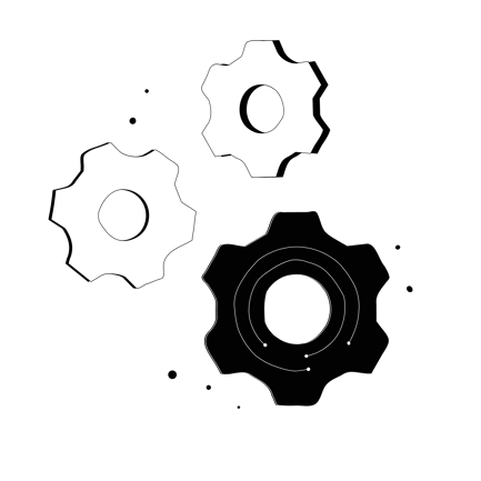 Rotating Gears Line Art Illustration