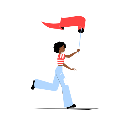 Woman Running with Flag Illustration
