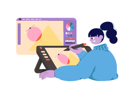 Designer Drawing on Graphics Tablet