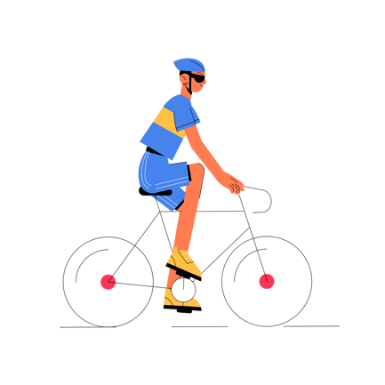 Animated Flat Design Cyclist on Bicycle