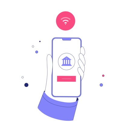 Online Banking App on Mobile Phone Illustration
