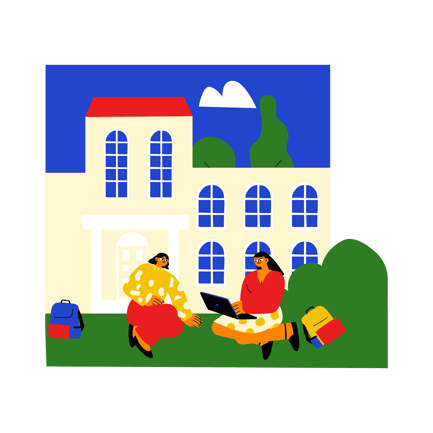 Studieren auf dem Campus im Freien