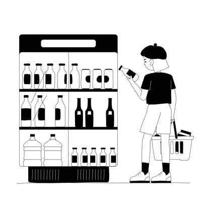 Dairy Drink Shopping Line Art Illustration