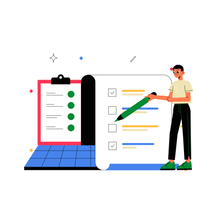Animated Person Completing Tasks on Digital Checklist